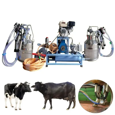 Double Bucket (25Lx2) Milking Machine with 3HP Motor, 6.5HP Engine and HTP